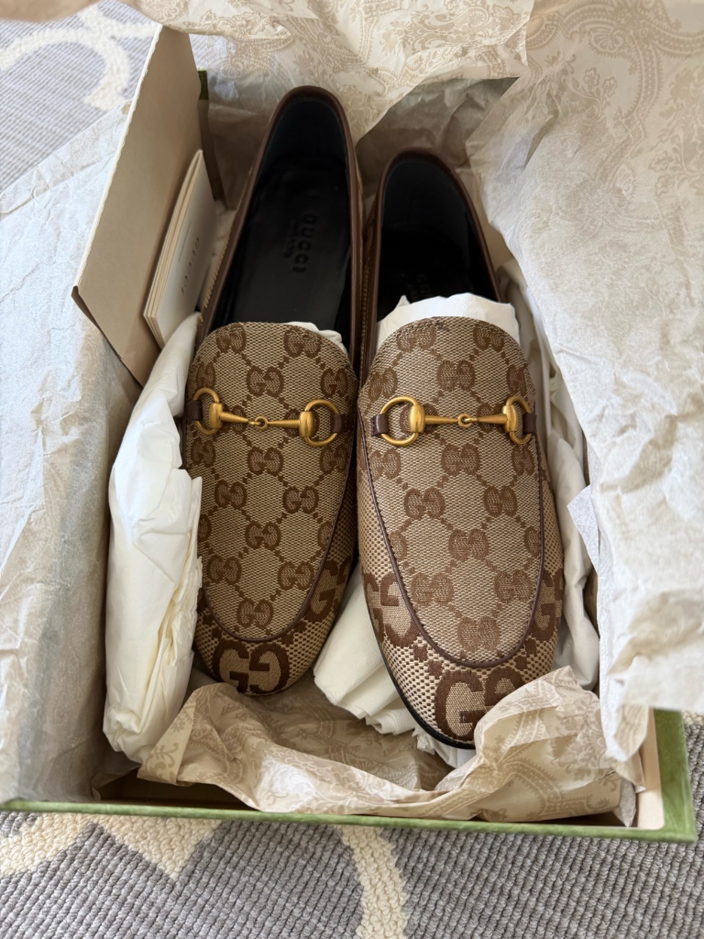 Gucci Jordaan GG Canvas Horsebit Loafers - Picture 7 of 8